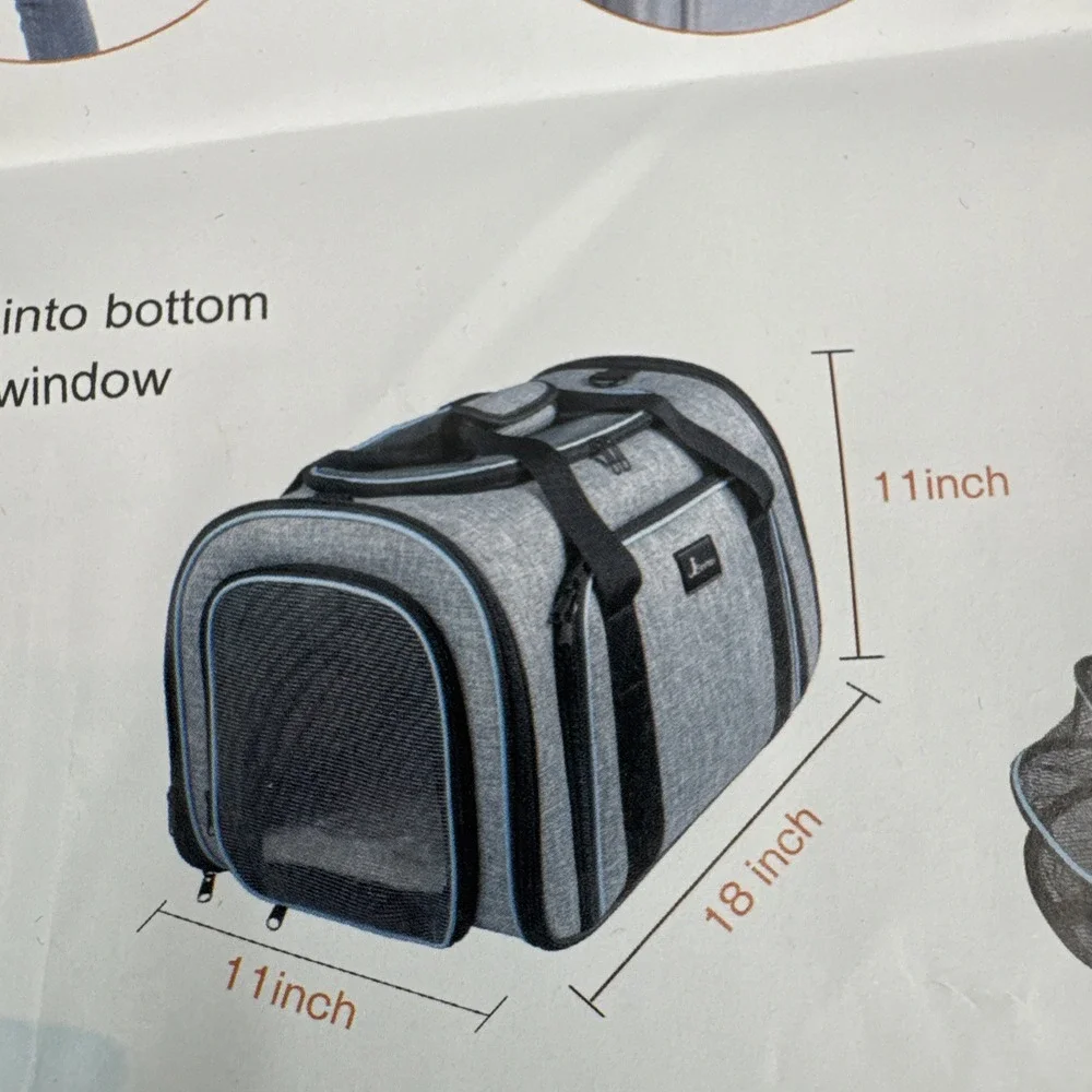 NEW Airline Approved SIIVTON Animal Carrier 4 Expandable‎ Sides With Fleece Pad